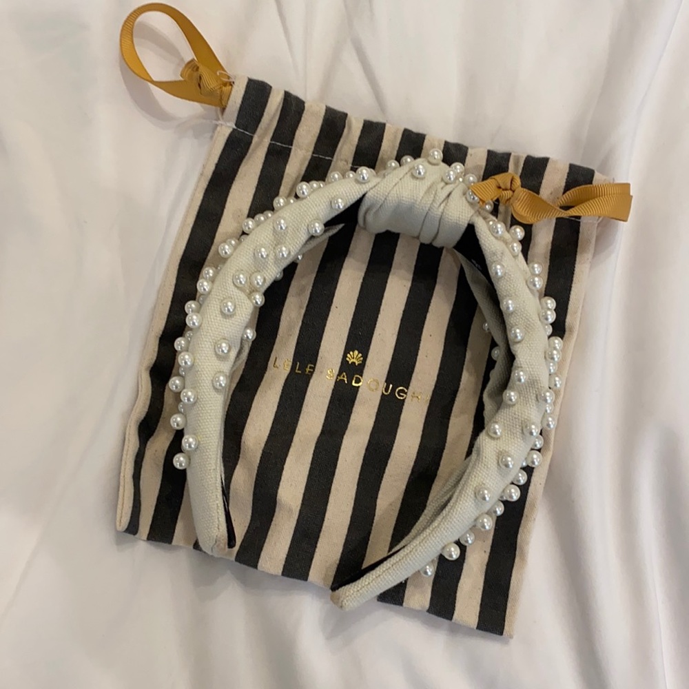 Lele Sadoughi ivory woven pearl headband